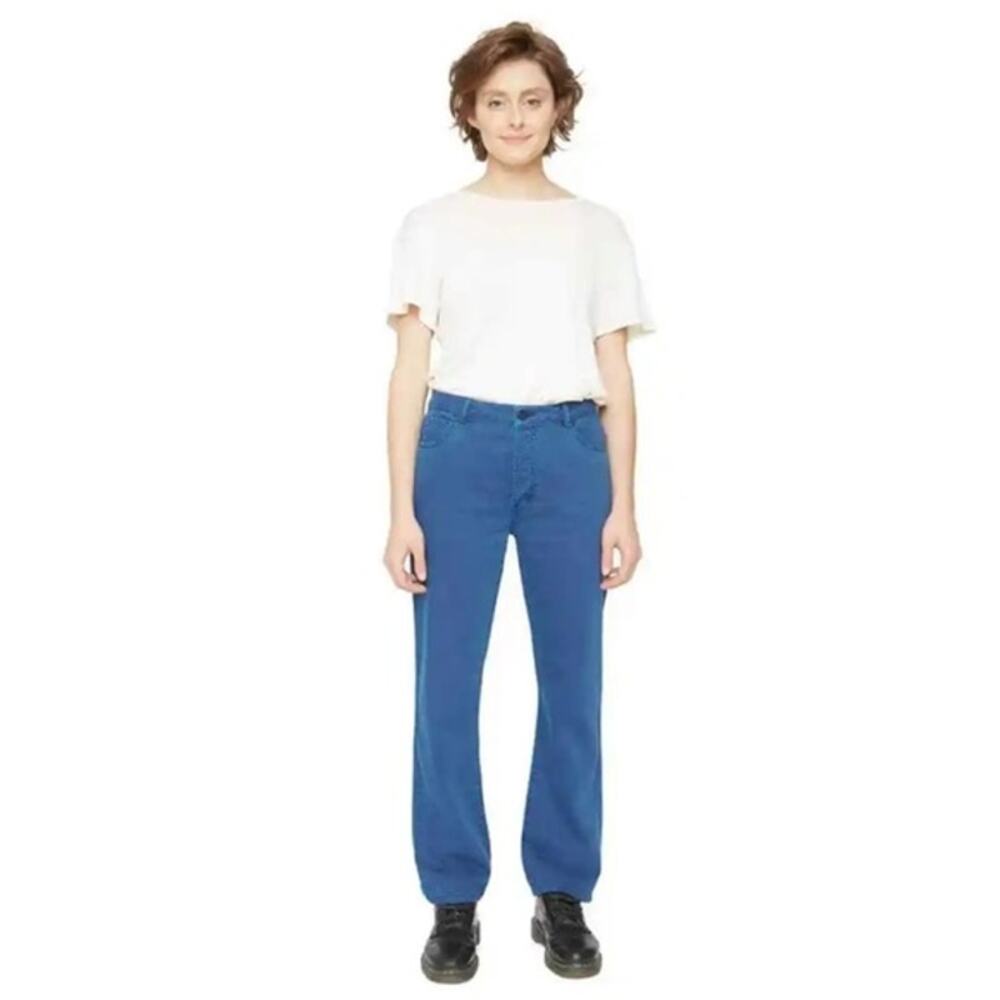 Free People X Sandrine Rose Cotton Linen Relaxed Jeans High Rise College 31